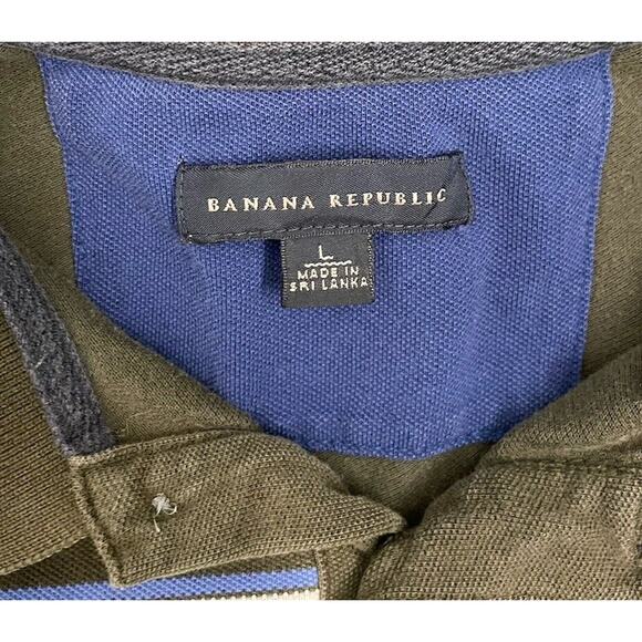 Banana Republic Mens Brown Striped Short Sleeve Polo Size Large Cotton Blend - Picture 3 of 5